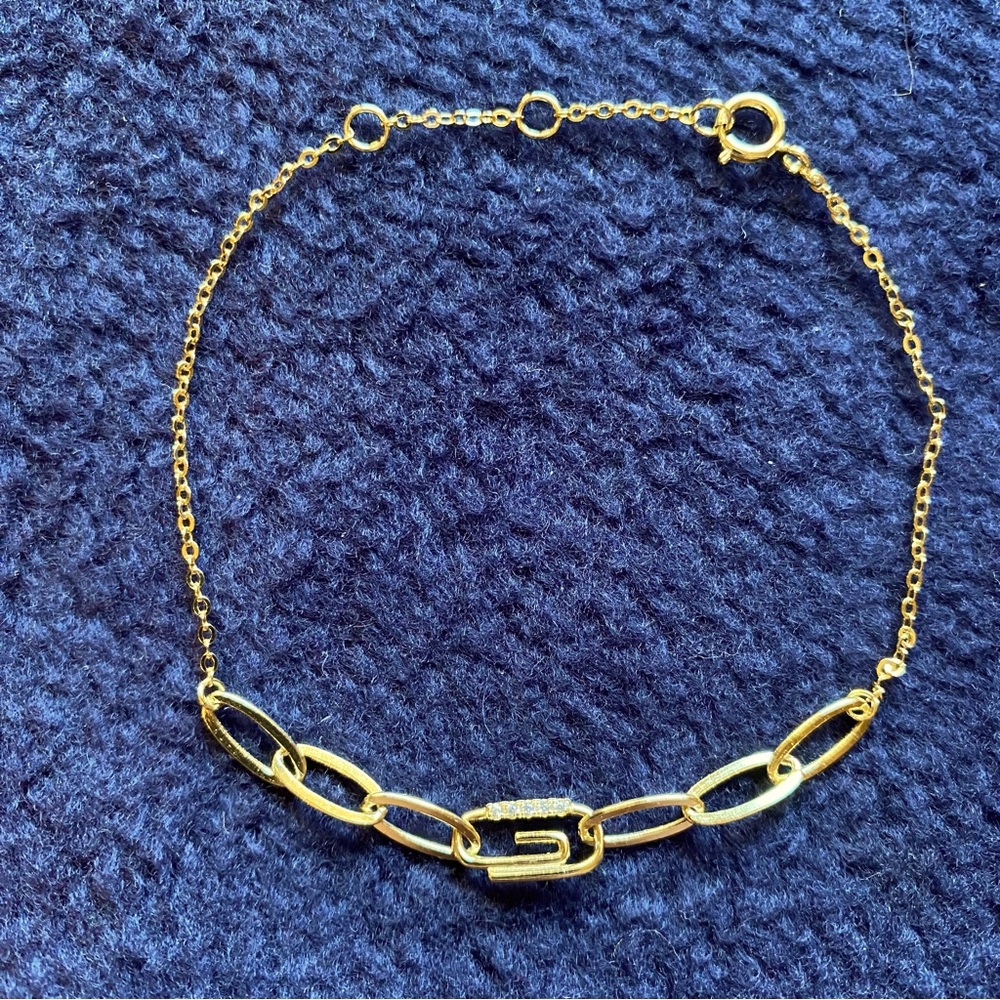 Adina Eden Pave Safety Pin Paperclip Bracelet